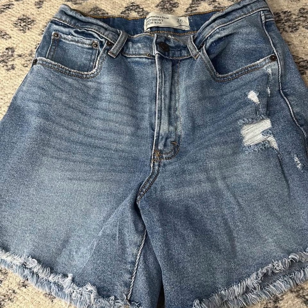 Abercrombie & Fitch Blue Distressed Jean Shorts